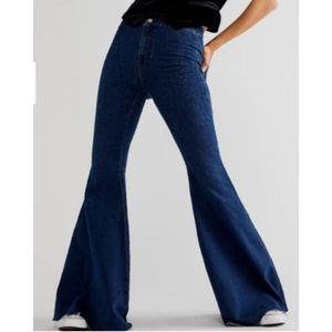 Free People Just Float On Wide Flare 70s High Waisted Soft Stretch Jeans Pants